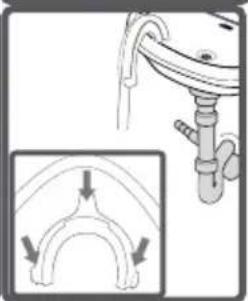 Diagram showing a mechanical component with an inset view of a curved bracket and directional arrows (no text or symbols)