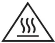 Warning symbol of a triangle with steam and horizontal line (no text or numbers)
