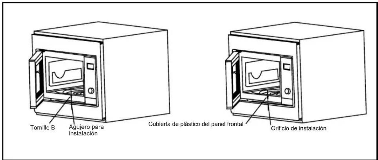 Tornillo B Agujero para instalación Cubierta de plástico del panel frontal Orificio de instalación