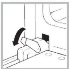 Diagram of a mechanical assembly with an arrow indicating rotational motion (no text or symbols present).