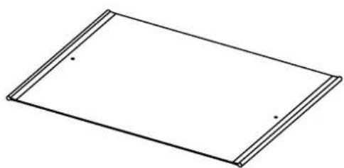 Simple line drawing of a rectangular plate with two side flanges and a central hole (no text or symbols)