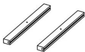 Two identical rectangular metal bars with rounded ends, no text or symbols present.