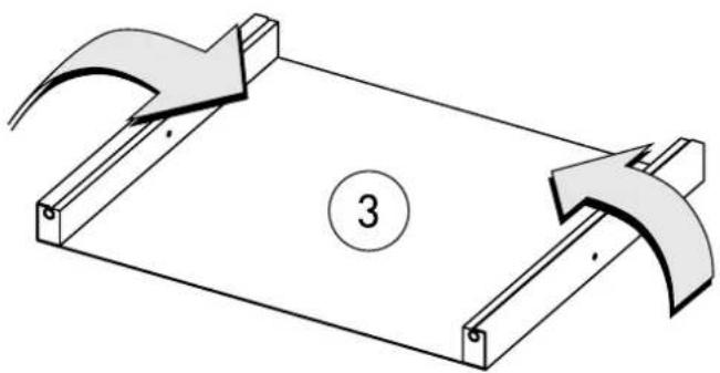Diagram of a mechanical setup with two curved arrows and a numbered circle, no text or symbols present.