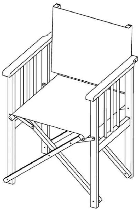 Line drawing of a simple wooden armchair with vertical railings and a backrest (no text or symbols)