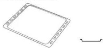 Simple line drawing of a rectangular frame with rounded corners and a separate curved line on the right (no text or symbols)