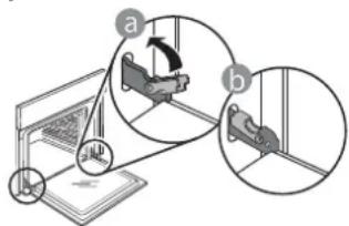 Diagram illustrating a mechanical device with labeled parts (a and b) and directional arrows indicating motion or movement.