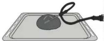 Illustration of a medical or laboratory device on a tray with a bulb and connector (no text or symbols)
