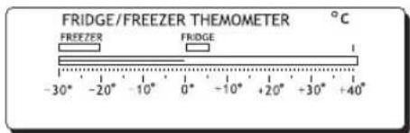 FRIDGE/FREEZER THERMOMETER °C FREEZER FRIDGE -30° -20° -10° 0° -10° +20° -30° +40°