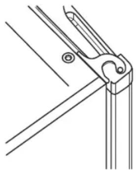 Technical line drawing of a mechanical clamp or bracket assembly (no text or symbols)