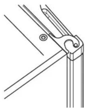 Technical line drawing of a mechanical bracket or clamp assembly.