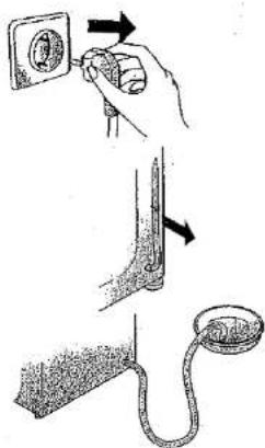 Diagram illustrating a hand holding a device with directional arrows indicating movement or sequence.