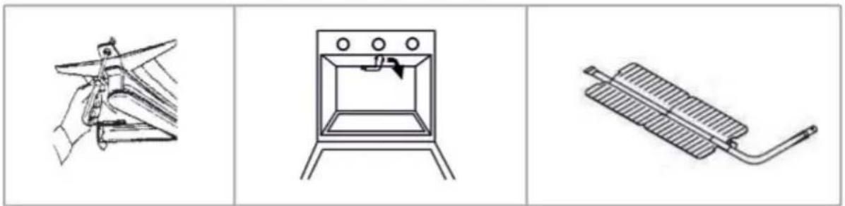 Three technical line drawings of industrial equipment: a hand holding a fan, a device with a handle, and a tool holder (no text or symbols)