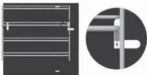 Technical illustration of a metal frame structure and its close-up view (no text or symbols)