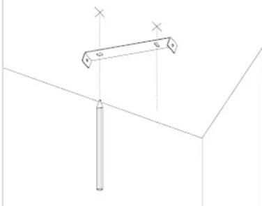 Pure technical line drawing of a mechanical linkage or support structure without any text, numbers, or symbols