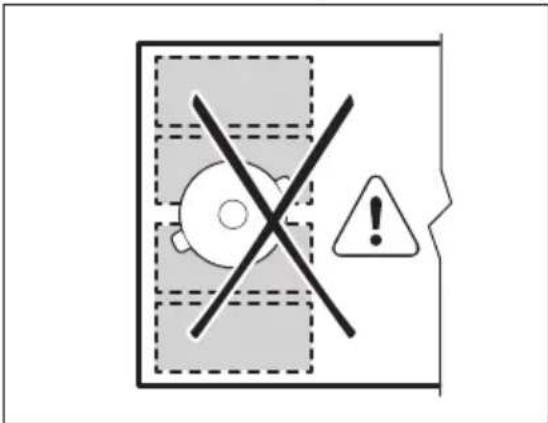 Warning sign with crossed-out circle and exclamation mark, indicating no clear warning or absence of a device.