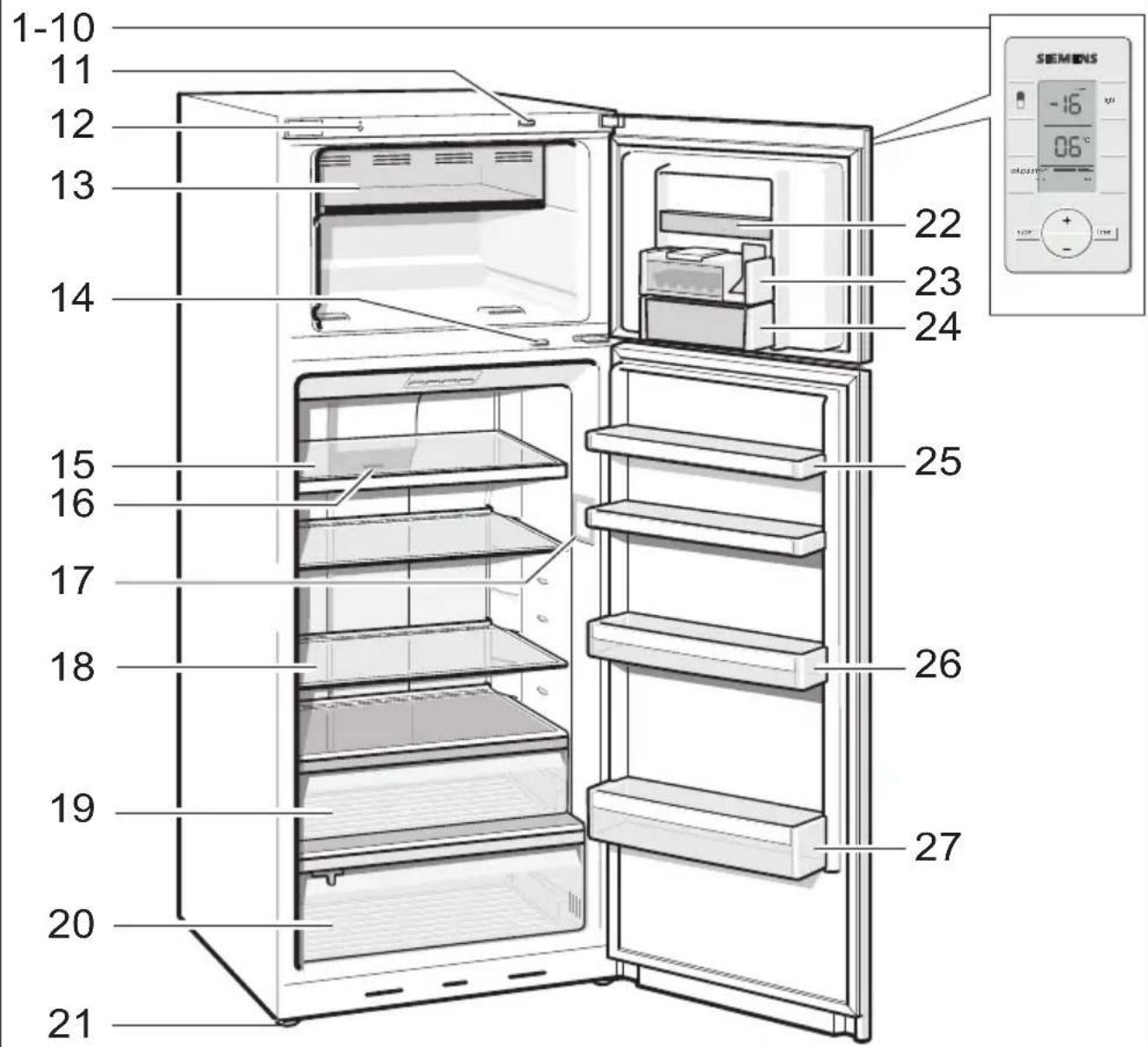 1-10 11 12 13 14 15 16 17 18 19 20 21 22 23 24 25 26 27 SIEMENS -16°C 06 SAMSUNG