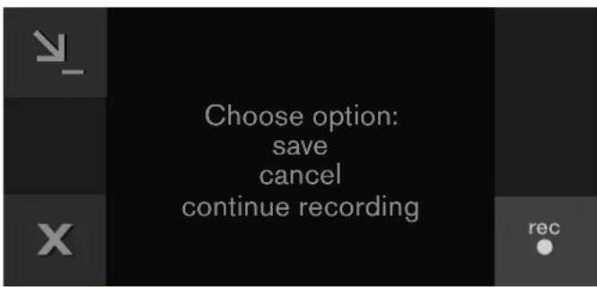 Choose option: save cancel continue recording