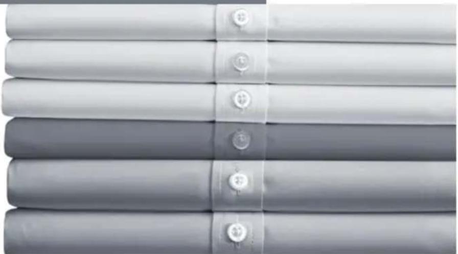 Stack of five gray fabric or garment pieces with button closure, arranged vertically (no visible text or symbols)