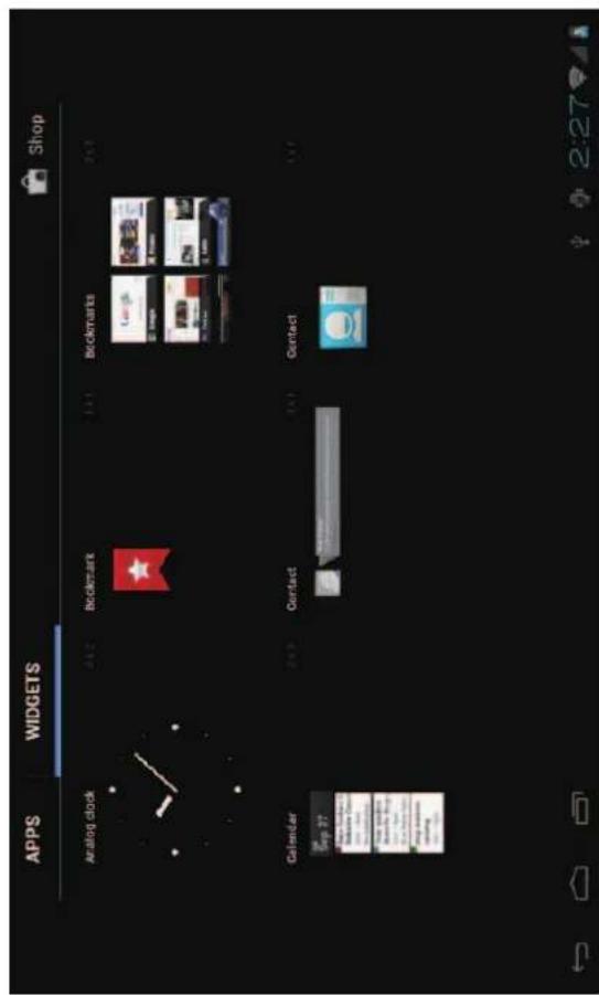 APPS WIDGETS Shop Analog clock 2x2 Bookmark 1x1 Bookmarks 2x1 Celender 2x3 Contact 1x1 Contact 1x7 2:27