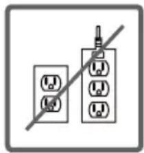 Symbole d'avertissement de sécurité montrant une absence de protection pour les prises électriques, avec une ligne diagonale indiquant l'absence de protection.