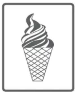Illustration d'un cornet de glace gaufré avec des tourbillons de chocolat sur le dessus (sans texte ni symbole).