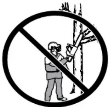 Prohibition sign showing a worker cutting down tree branches, with no text present
