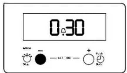 0:30 Alarm Stop SET TIME + Push Both