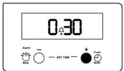 0:30 Alarm Stop SET TIME + Push Both