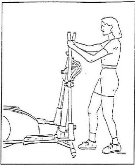 Line drawing of a person using an exercise machine on a treadmill (no text or symbols)