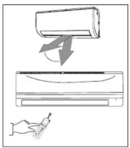 Illustration of a hand holding a pen, showing a curved panel being lifted by a downward arrow (no text or symbols)