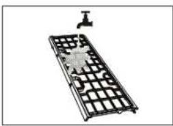 Diagram of a grid-patterned structure with a small mechanical component attached (no text or symbols)