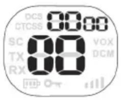 DCS 00:00 CTCSS SC 00 VOX TX DCM RX ON