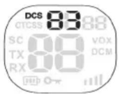 DCS 83 CTCSS 88 SC 68 VOX TX DCM RX 68 HBP O-π