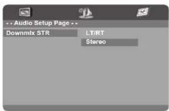 Audio Setup Page -- Downmix STR LT/RT Stereo
