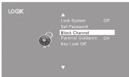 LOGIK Lock System Off Set Password Block Channel Parental Guidance Off Key Lock Off