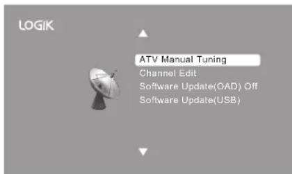 LOGIK ATV Manual Tuning Channel Edit Software Update(OAD) Off Software Update(USB)