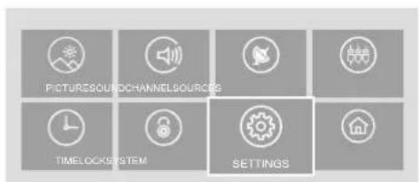 PICTURE SOUND CHANNEL SOURCES TIME LOCK SYSTEM SETTINGS