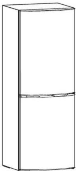 Line drawing of a two-tier refrigerator with no text or symbols