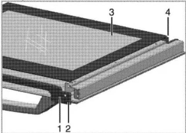 Technical diagram of a layered electronic component with numbered parts labeled 1, 2, 3, and 4.