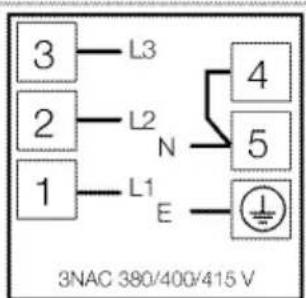 3 L3 2 L2 N 1 L1 E 4 5 3NAC 380/400/415 V