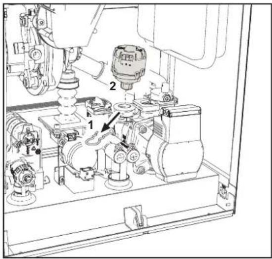 Technical diagram of an industrial machine with labeled components and a numbered callout pointing to component 1.