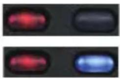 Two pairs of oval shapes with red and blue hues, no text or symbols present