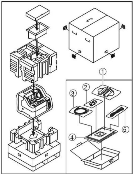 Exploded view diagram of a device's internal components with numbered parts for identification.