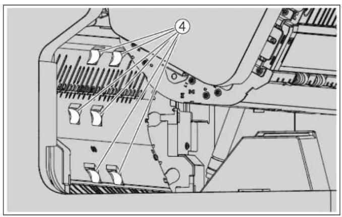 Technical diagram of a mechanical assembly with numbered components and labeled parts.