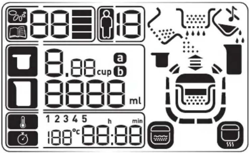 88 18 8.88 cup a 8888 ml 1 2 3 4 5 h min 188°C 88:88