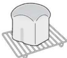 Simple line drawing of a loaf of bread on a rack (no text or symbols)