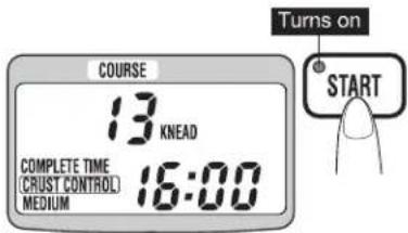 COURSE 13 KNEAD COMPLETE TIME (CRUST CONTROL) MEDIUM 16:00 Turns on START