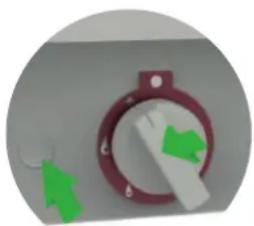 Circular diagram showing a red circular component with green directional arrows, no text or symbols present.