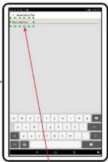 Screenshot of a mobile keyboard interface with a red arrow pointing to the keyboard on the left side.
