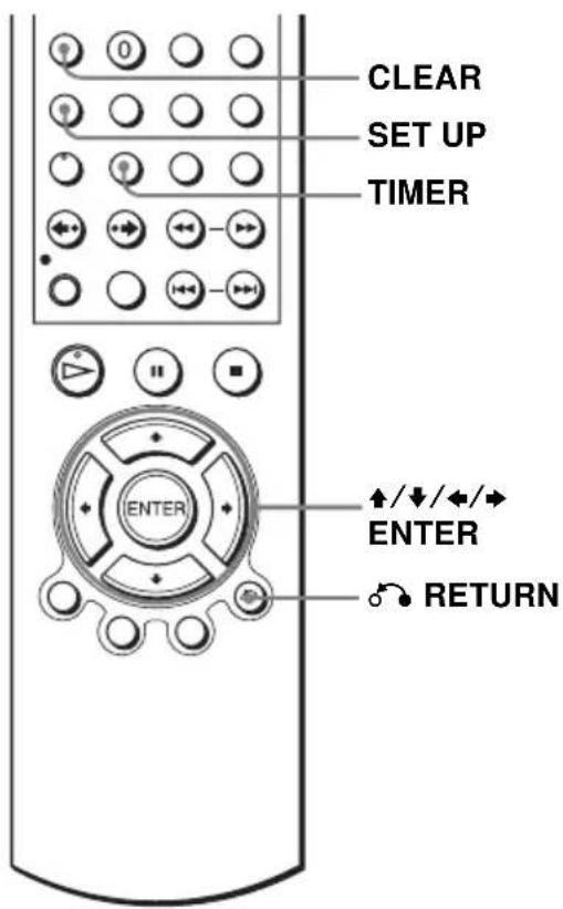 CLEAR SET UP TIMER ENTER +/↓/←/→ ENTER RETURN